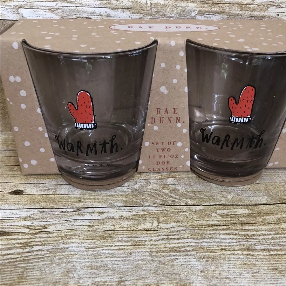 Rae Dunn warmth glasses. Set of 2 new